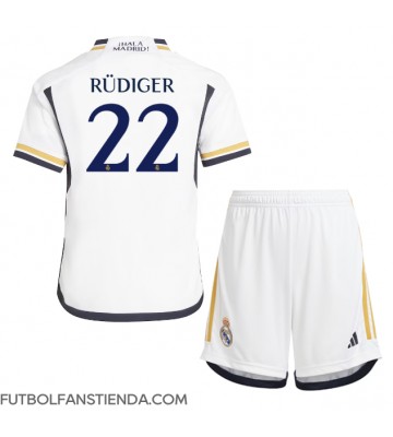 Real Madrid Antonio Rudiger #22 Primera Equipación Niños 2023-24 Manga Corta (+ Pantalones cortos)